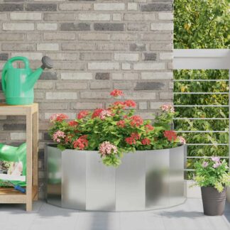 vidaXL Γλάστρα Ασημί 90 x 45 x 35 cm Επικαλυμμένος Χάλυβας