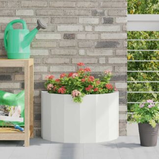 vidaXL Γλάστρα Λευκό 60 x 30 x 35 εκ Ατσάλι