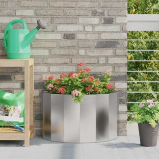 vidaXL Γλάστρα Ασημί 60 x 30 x 35 εκ Ανοξείδωτο ατσάλι
