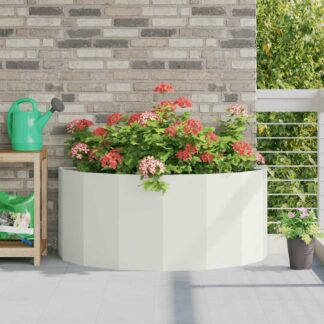 vidaXL Γλάστρα Λευκό 120 x 60 x 50 εκ. Ατσάλι