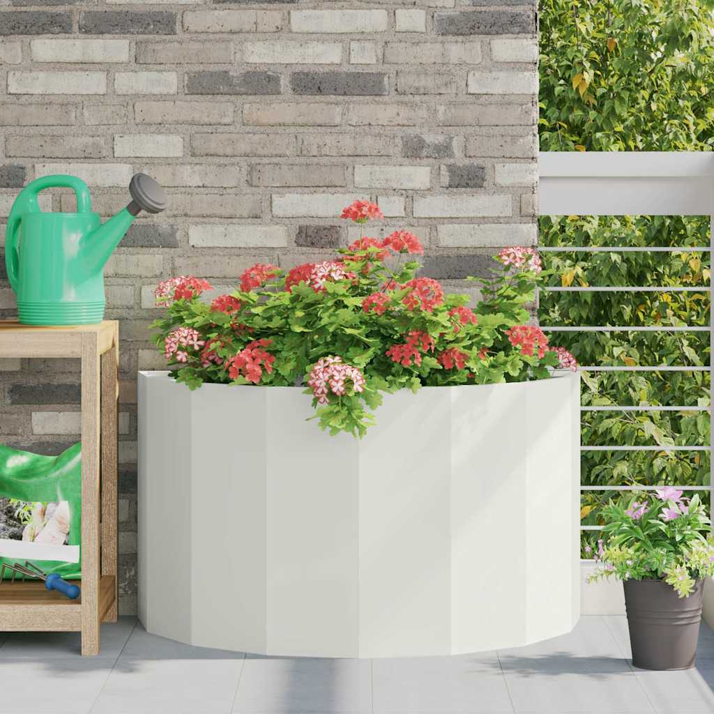 vidaXL Γλάστρα Λευκό 90 x 45 x 50 εκ. Ατσάλι