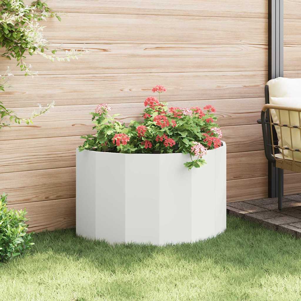 vidaXL Γλάστρα Λευκό 90 x 45 x 50 εκ. Ατσάλι - Image 4