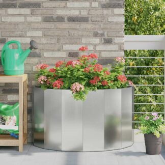 vidaXL Γλάστρα Ασημί 90 x 45 x 50 εκ. Επικαλυμμένος Χάλυβας