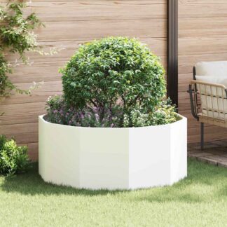 vidaXL Γλάστρα Λευκό 120 x 120 x 50 εκ Ατσάλι