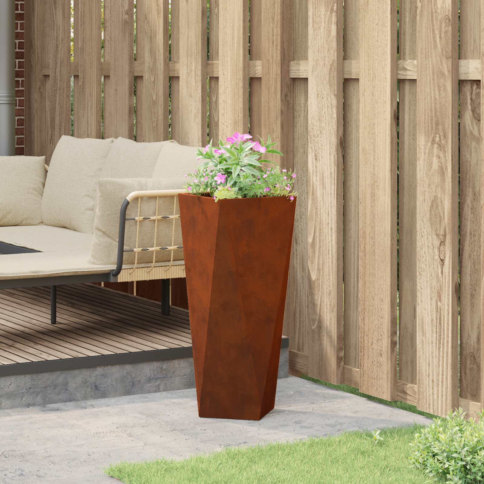 vidaXL Γλάστρα Σκ rusty 30 x 30 x 75 εκ Ατσάλι Σκληρυθέν στον Αέρα - Image 4