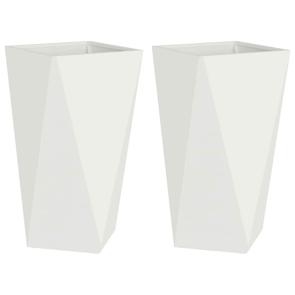 vidaXL Γλάστρα 2 τμχ. Λευκό 40 x 40 x 75 cm Ατσάλι - Image 2