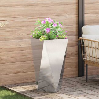 vidaXL Γλάστρα Ασημί 40 x 40 x 75 cm Ανοξείδωτο ατσάλι