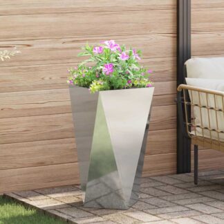 vidaXL Γλάστρα Ασημί 40 x 40 x 75 cm Επικαλυμμένος Χάλυβας