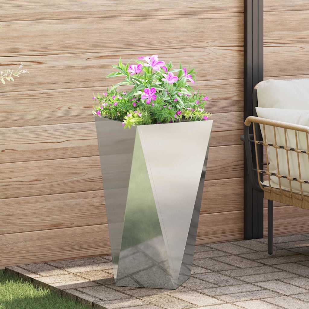vidaXL Γλάστρα 2 τμχ. Ασημί 40 x 40 x 75 cm Επικαλυμμένος Χάλυβας - Image 4