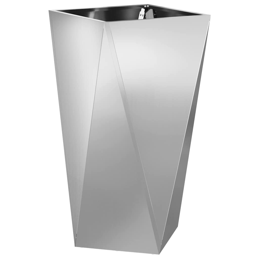 vidaXL Γλάστρα 2 τμχ. Ασημί 40 x 40 x 75 cm Επικαλυμμένος Χάλυβας - Image 5