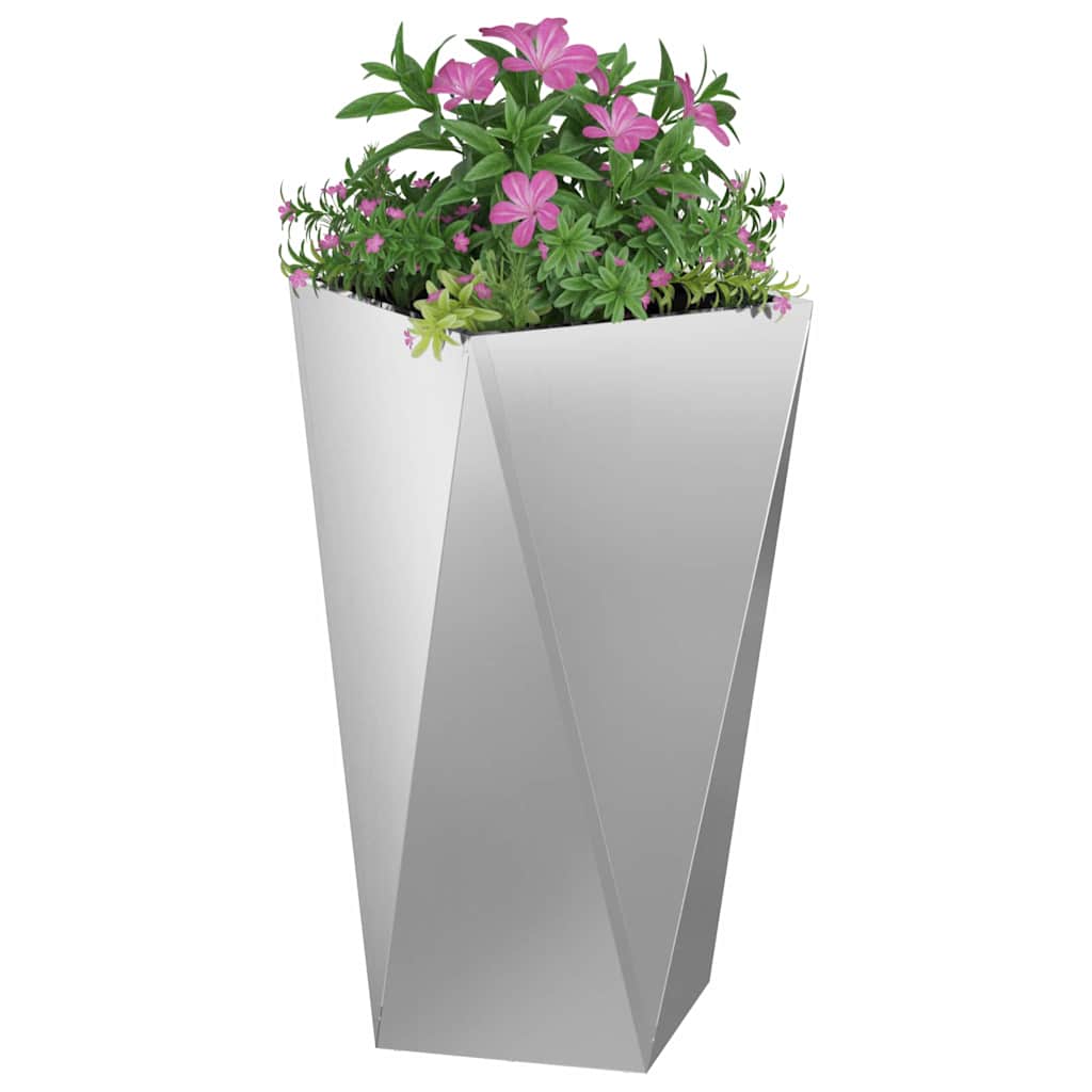 vidaXL Γλάστρα 2 τμχ. Ασημί 40 x 40 x 75 cm Επικαλυμμένος Χάλυβας - Image 3