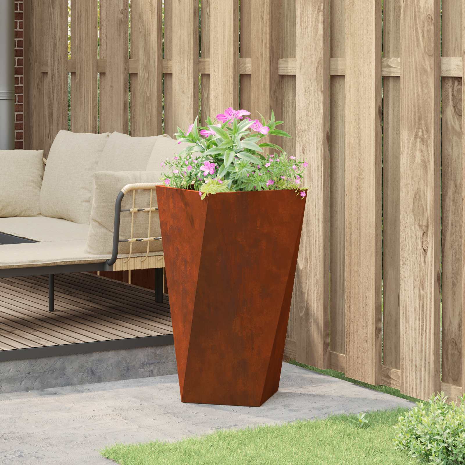 vidaXL Γλάστρα Σκ rusty 40 x 40 x 75 cm Ατσάλι Σκληρυθέν στον Αέρα - Image 4