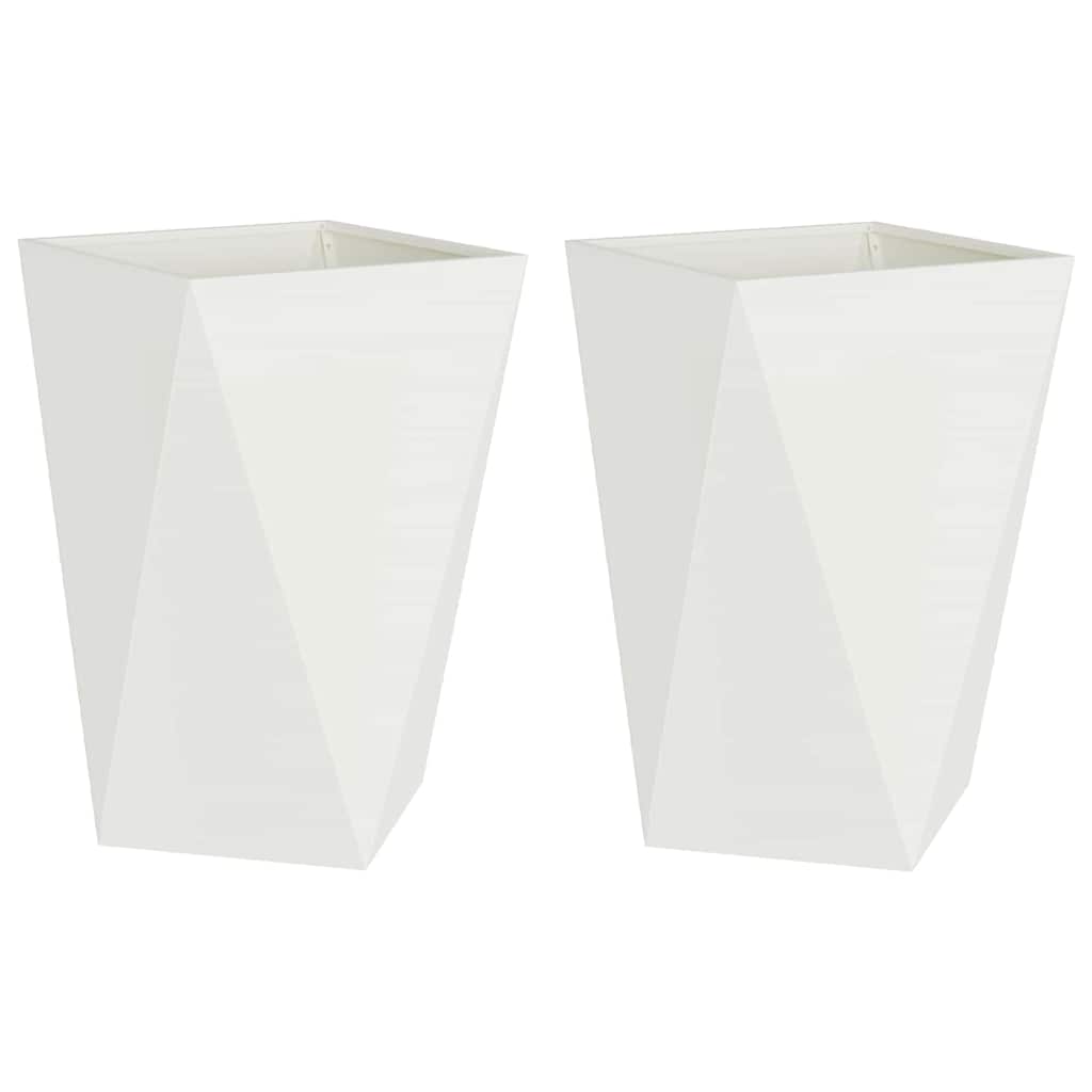 vidaXL Γλάστρα 2 τμχ. Λευκό 50 x 50 x 75 cm Ατσάλι - Image 2