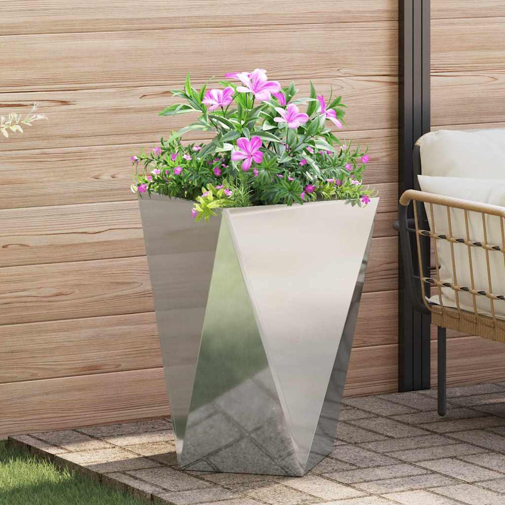 vidaXL Γλάστρα Ασημί 50 x 50 x 75 cm Επικαλυμμένος Χάλυβας
