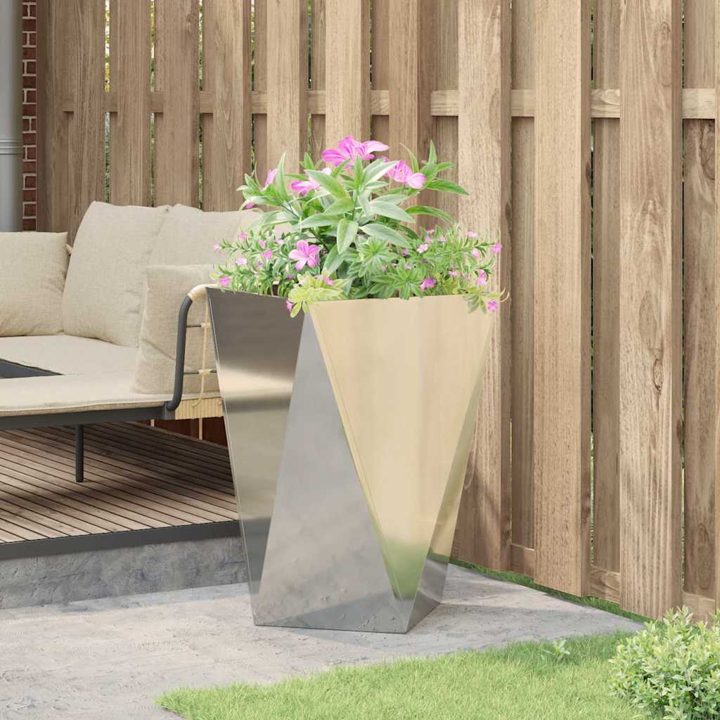 vidaXL Γλάστρα Ασημί 50 x 50 x 75 cm Επικαλυμμένος Χάλυβας - Image 4