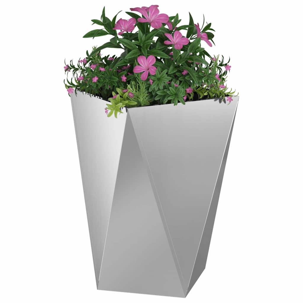 vidaXL Γλάστρα Ασημί 50 x 50 x 75 cm Επικαλυμμένος Χάλυβας - Image 3