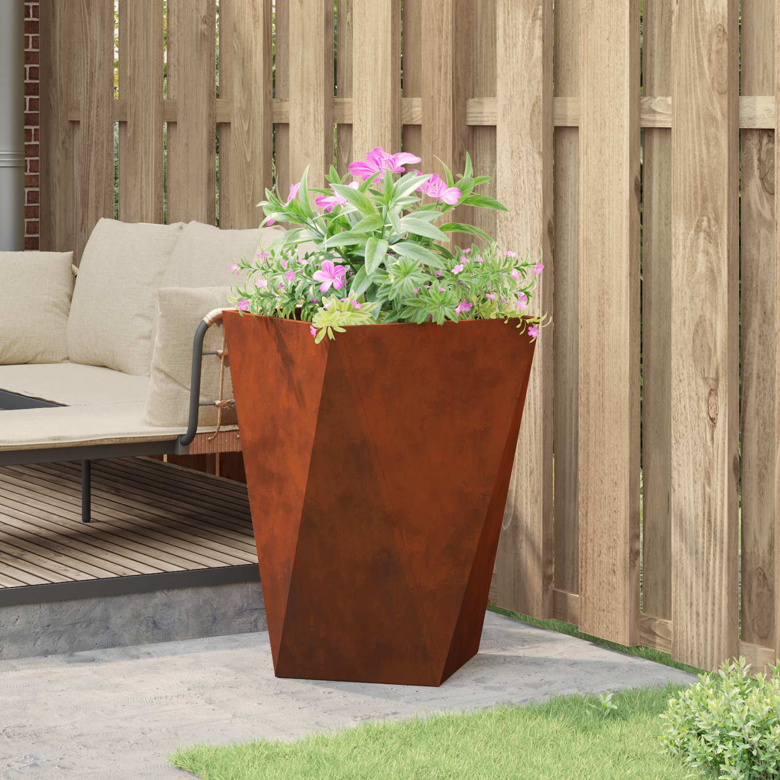 vidaXL Γλάστρα Σκ rusty 50 x 50 x 75 cm Ατσάλι Σκληρυθέν στον Αέρα - Image 4