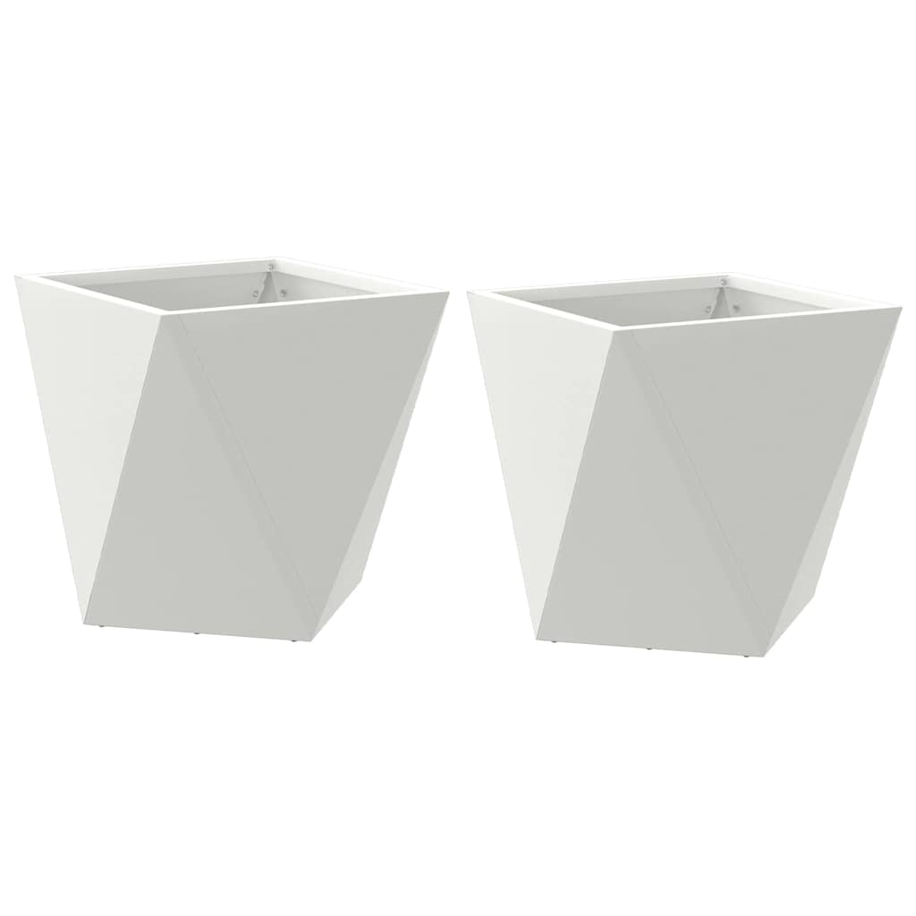 vidaXL Γλάστρα 2 τμχ. Λευκό 30 x 30 x 30 cm Ατσάλι - Image 2