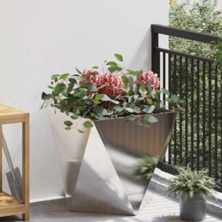 vidaXL Γλάστρα Ασημί 50 x 50 x 50 cm Ανοξείδωτο ατσάλι