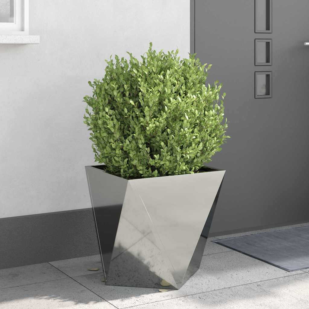 vidaXL Γλάστρα Ασημί 50 x 50 x 50 cm Επικαλυμμένος Χάλυβας - Image 4