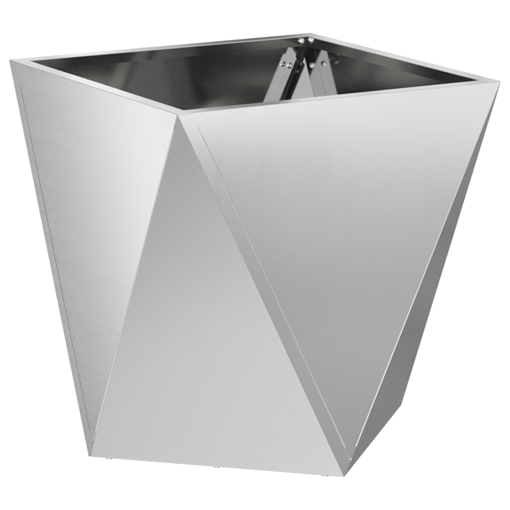 vidaXL Γλάστρα Ασημί 50 x 50 x 50 cm Επικαλυμμένος Χάλυβας - Image 2