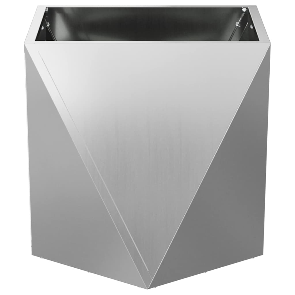 vidaXL Γλάστρα Ασημί 50 x 50 x 50 cm Επικαλυμμένος Χάλυβας - Image 5