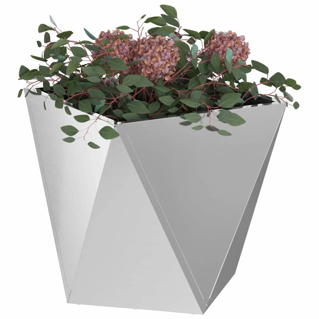 vidaXL Γλάστρα Ασημί 50 x 50 x 50 cm Επικαλυμμένος Χάλυβας - Image 3