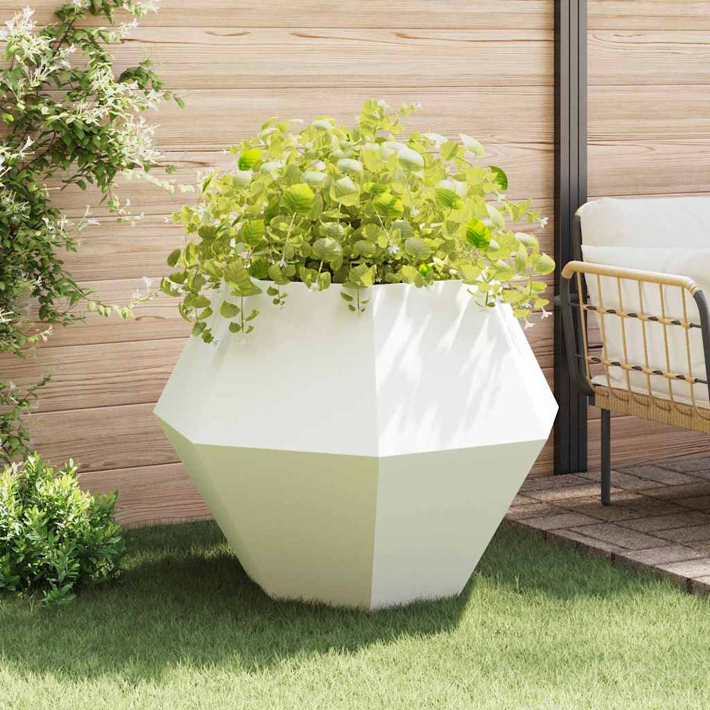 vidaXL Γλάστρα 2 τμχ. Λευκό 100 x 100 x 80 εκ Ατσάλι - Image 4