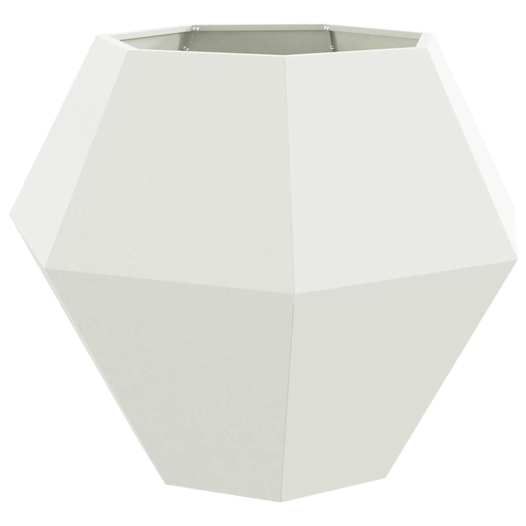 vidaXL Γλάστρα 2 τμχ. Λευκό 100 x 100 x 80 εκ Ατσάλι - Image 5