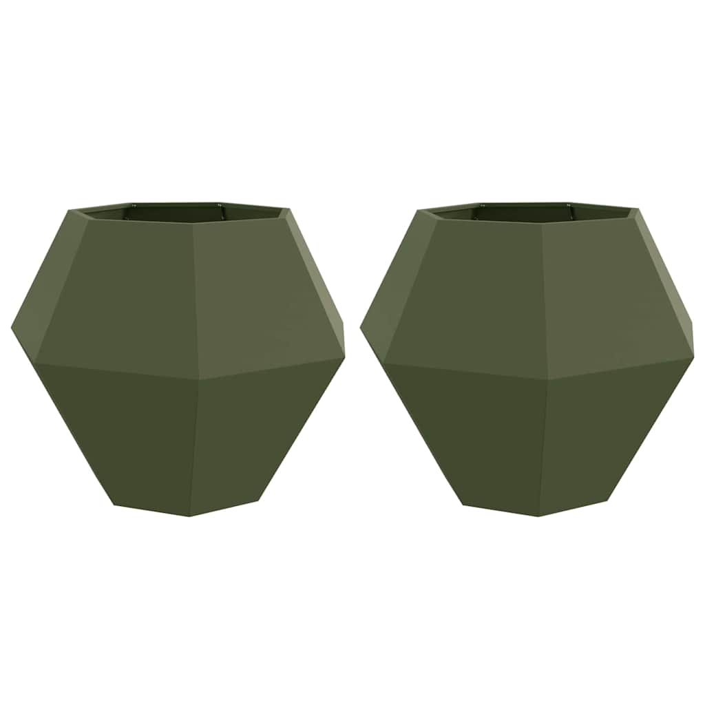 vidaXL Γλάστρα 2 τμχ. Λαδί 100 x 100 x 80 εκ Ατσάλι - Image 2