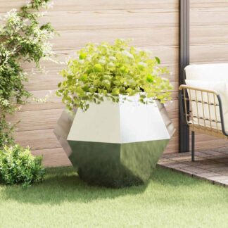 vidaXL Γλάστρα Ασημί 100 x 100 x 80 εκ Ανοξείδωτο Ατσάλι