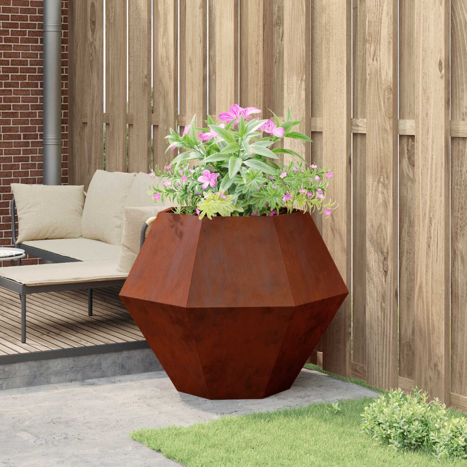 vidaXL Γλάστρα Σκ rusty 100 x 100 x 80 εκ Ατσάλι Σκληρυθέν στον Αέρα - Image 4