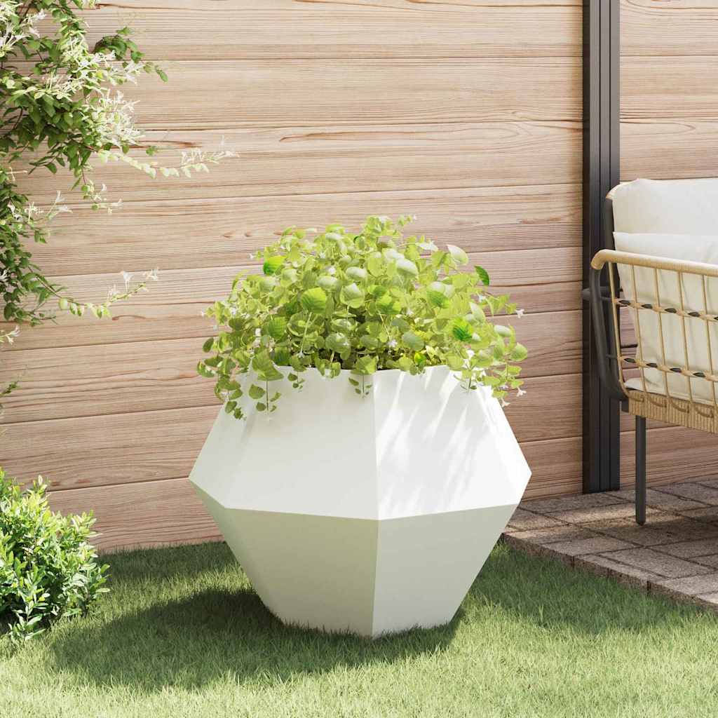 vidaXL Γλάστρα 2 τμχ. Λευκό 75 x 75 x 60 εκ Ατσάλι - Image 4