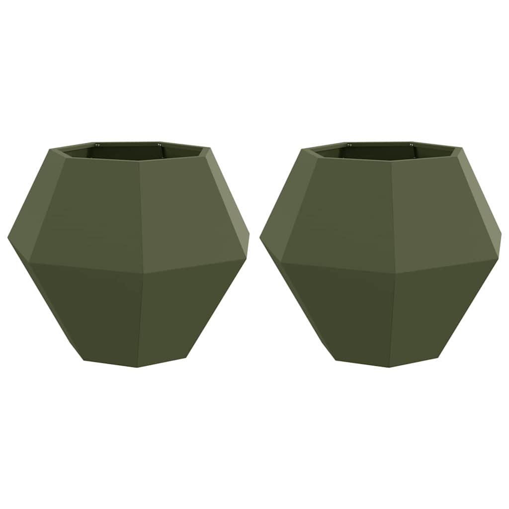 vidaXL Γλάστρα 2 τμχ. Λαδί 75 x 75 x 60 εκ Ατσάλι - Image 2