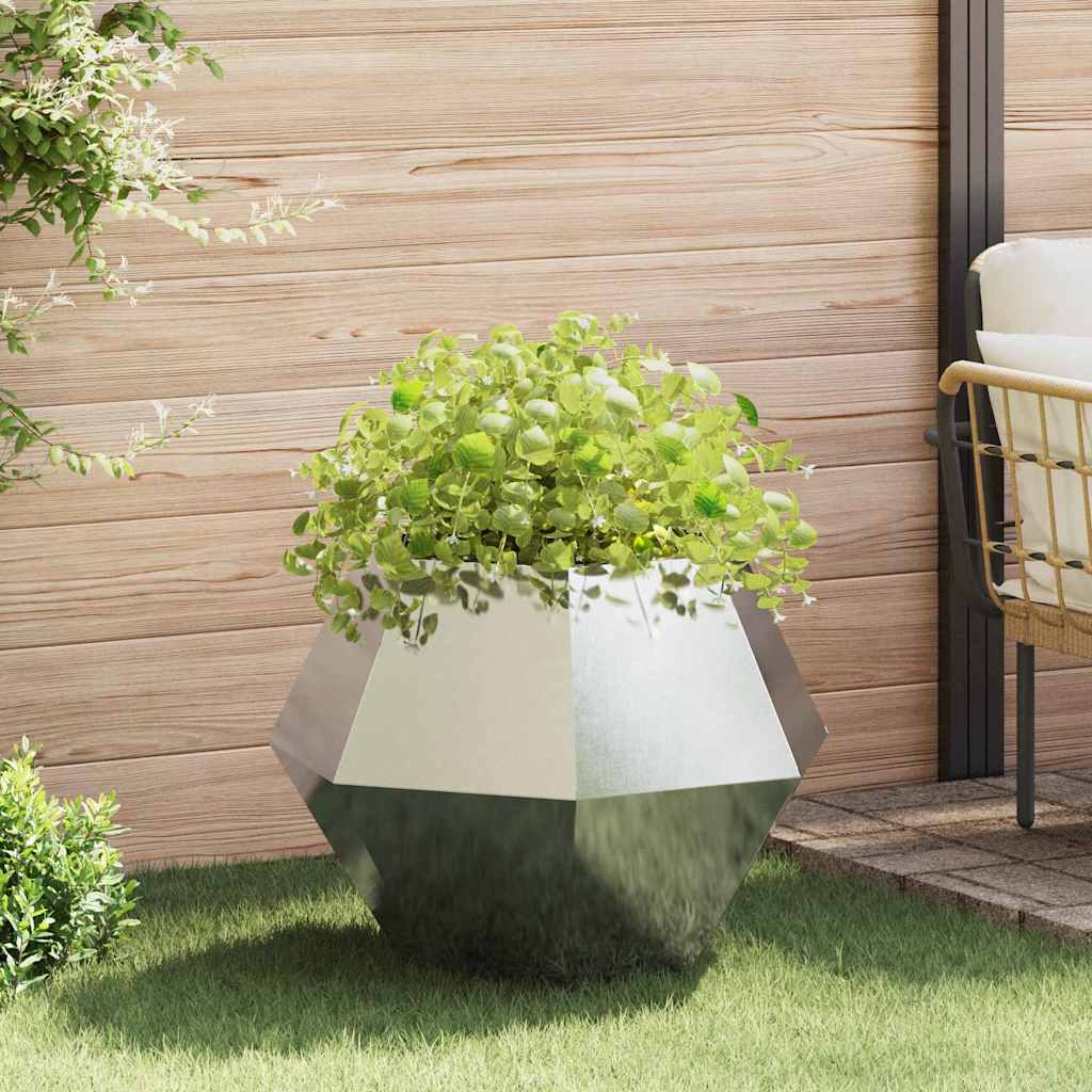vidaXL Γλάστρα Ασημί 75 x 75 x 60 εκ Ανοξείδωτο Ατσάλι