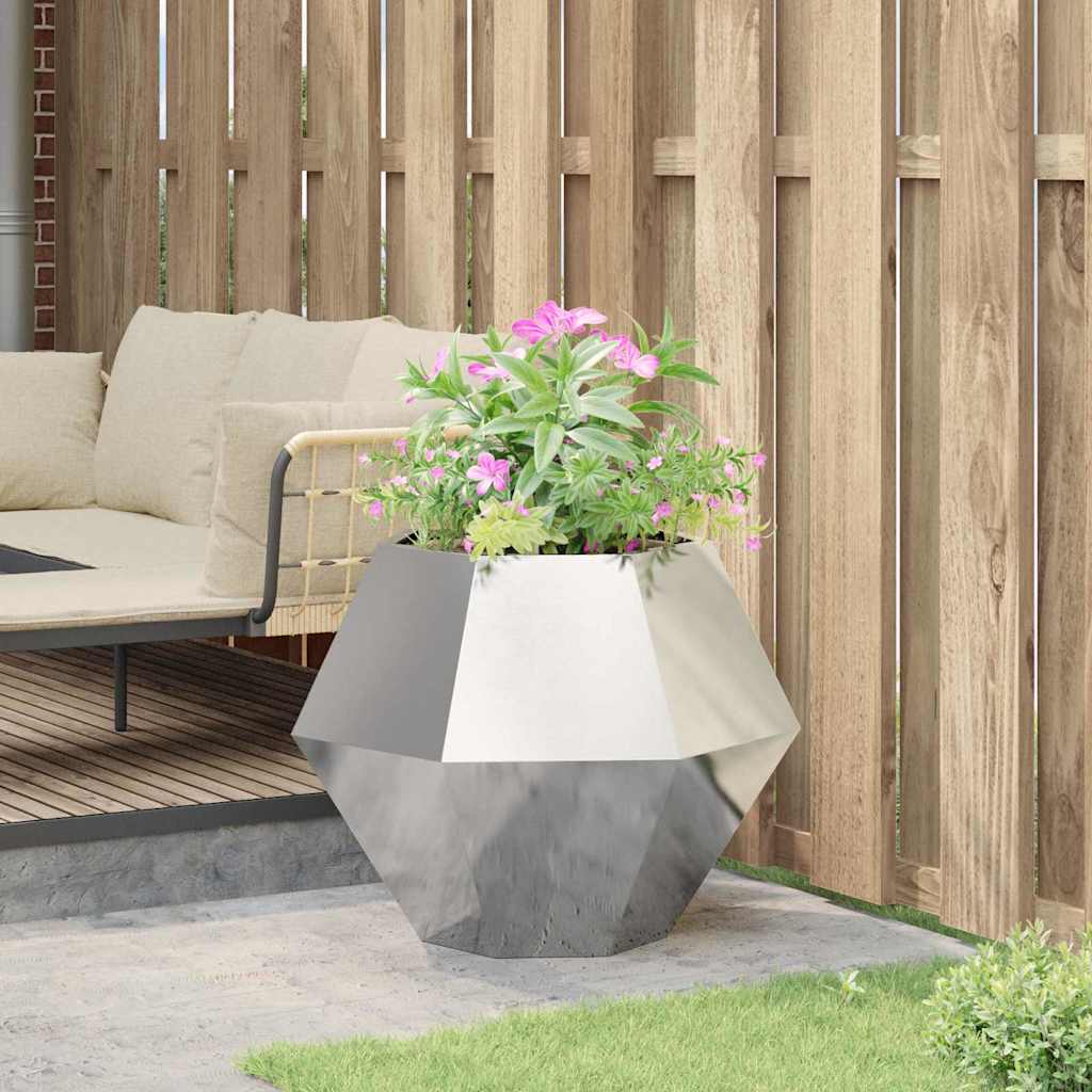 vidaXL Γλάστρα Ασημί 75 x 75 x 60 εκ Γαλβανισμένος Χάλυβας - Image 4