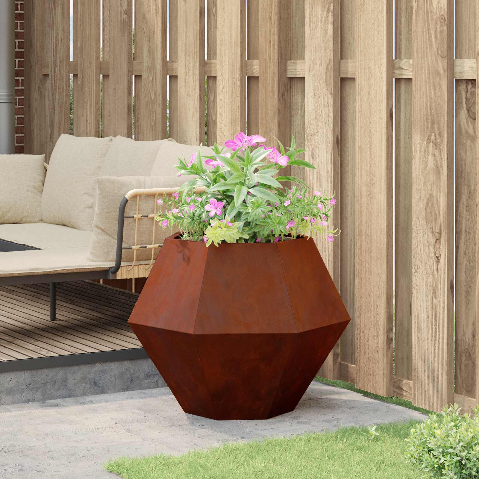 vidaXL Γλάστρα Σκ rusty 75 x 75 x 60 εκ Ατσάλι Σκληρυθέν στον Αέρα - Image 4