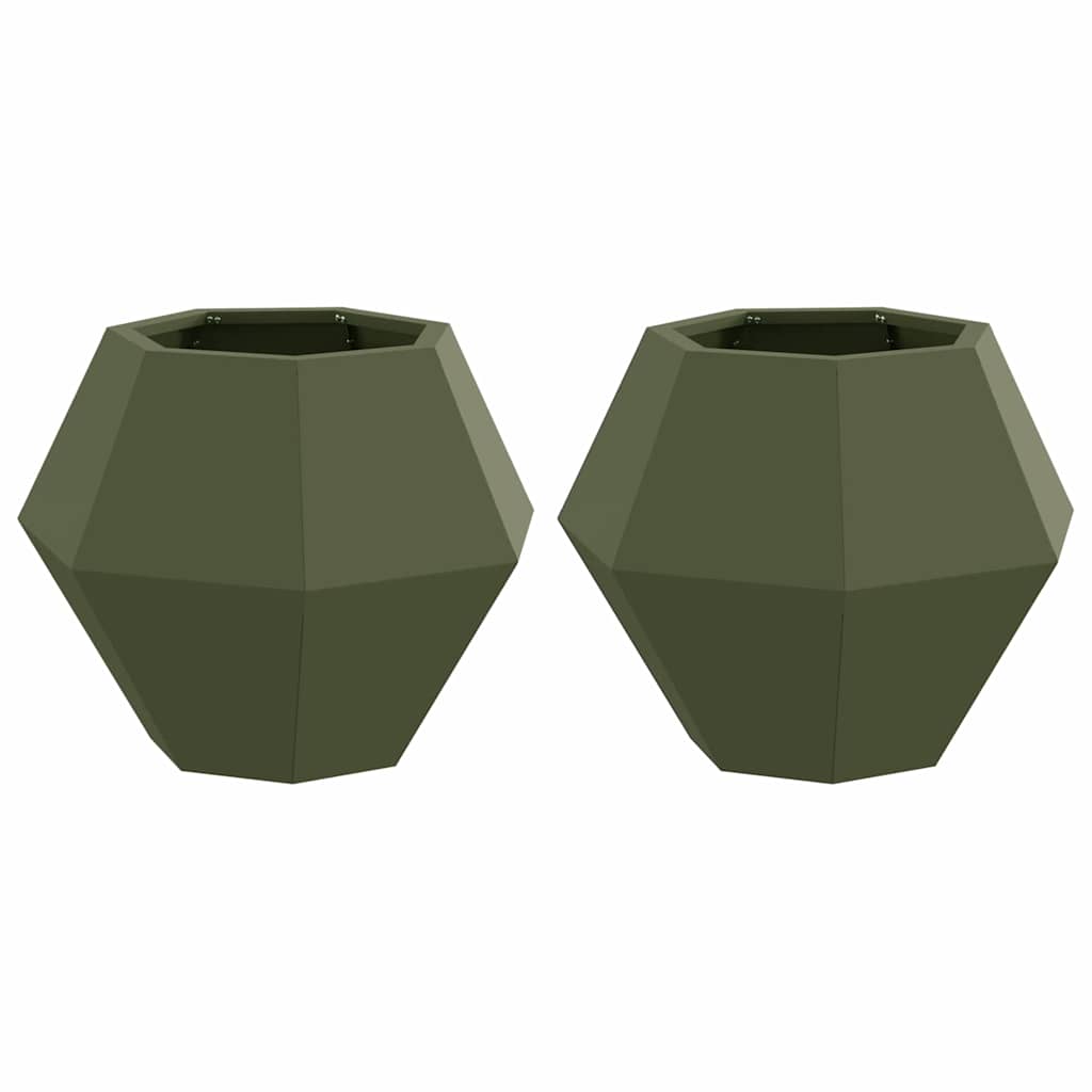 vidaXL Γλάστρα 2 τμχ. Λαδί 50 x 50 x 40 cm Ατσάλι - Image 2