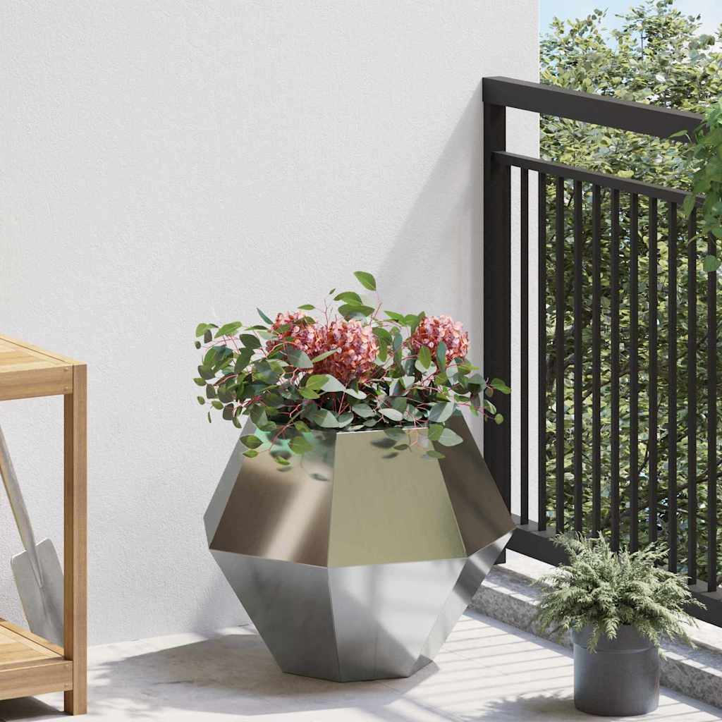 vidaXL Γλάστρα Ασημί 50 x 50 x 40 cm Γαλβανισμένος Χάλυβας - Image 4