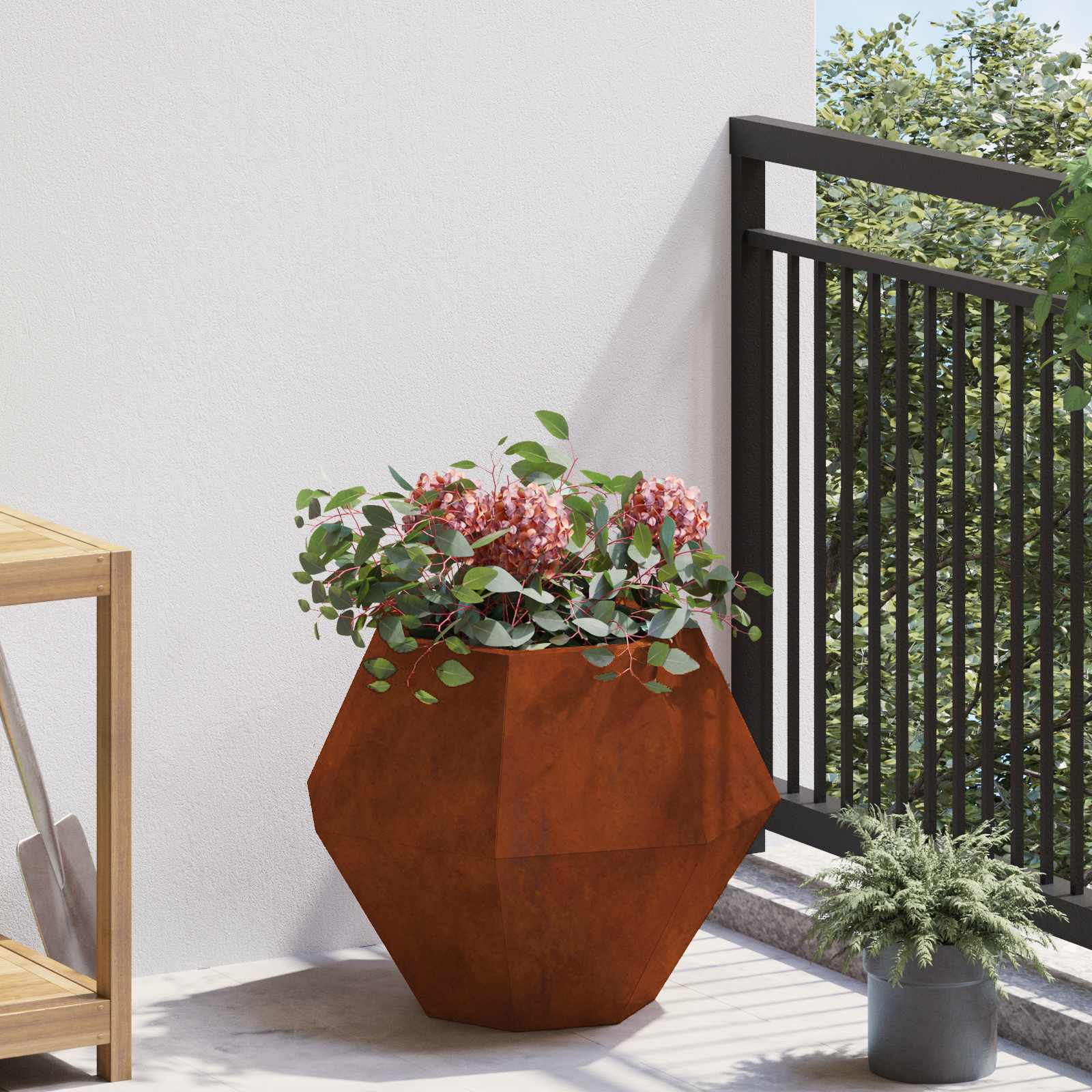 vidaXL Γλάστρα Σκ rusty 50 x 50 x 40 cm Ατσάλι Σκληρυθέν στον Αέρα - Image 4