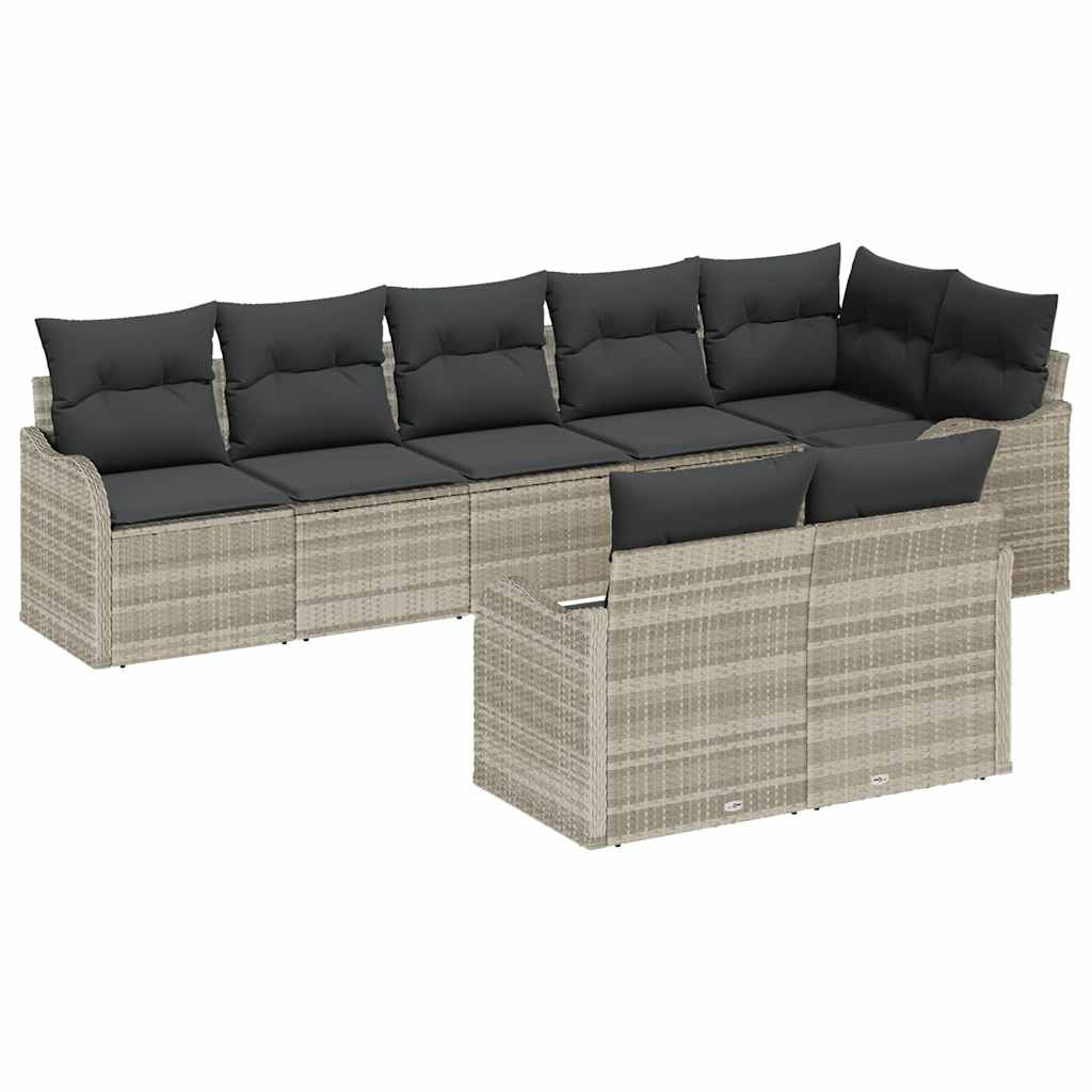 vidaXL Σετ Καναπέ Κήπου 8 τμχ. Ανοιχτό γκρι συνθετικό ρατάν - Image 2