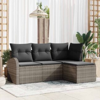 vidaXL Σετ Καναπέ 4 τμχ. Γκρι συνθετικό ρατάν