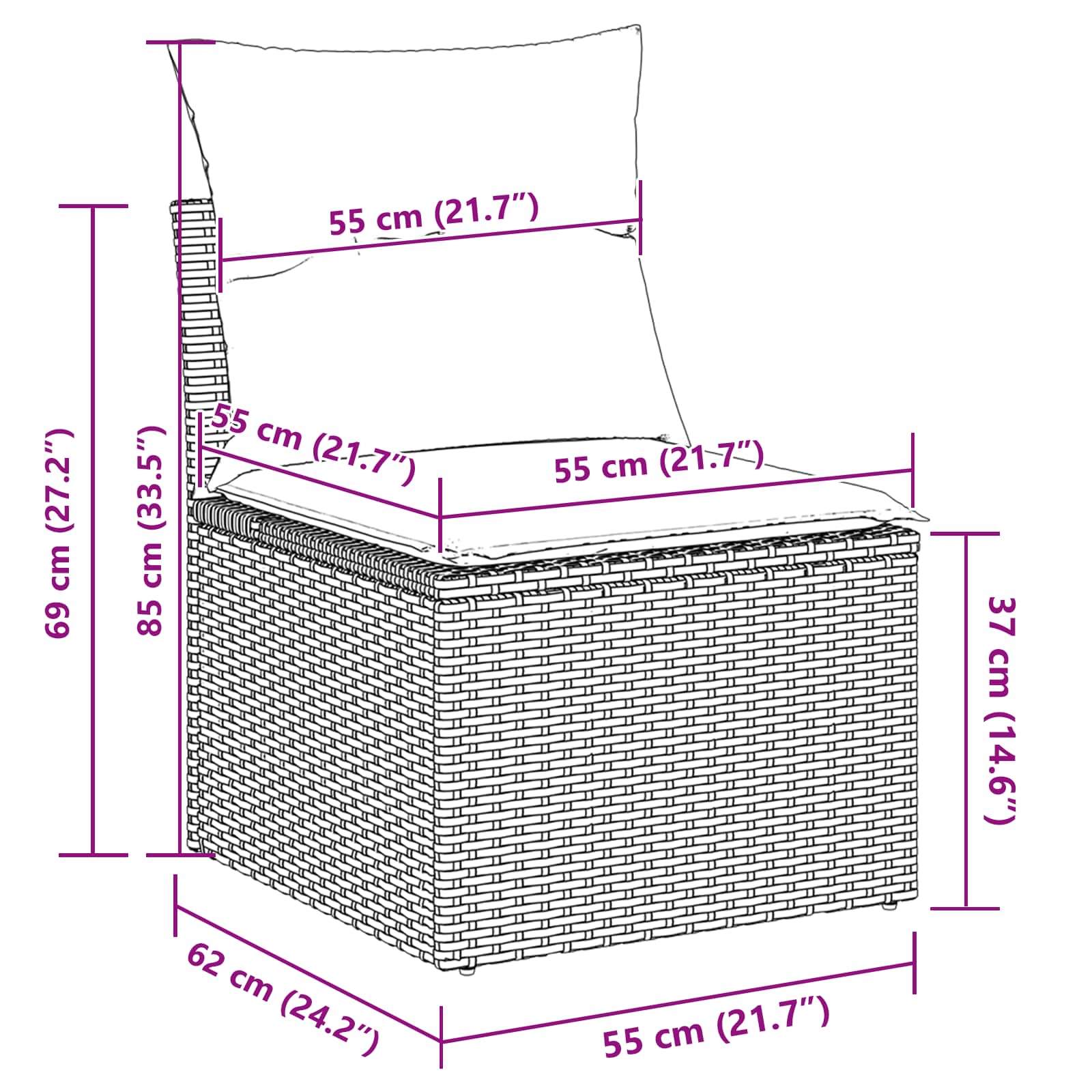 vidaXL Σετ Καναπέ Κήπου 9 τμχ. Ανοιχτό γκρι συνθετικό ρατάν - Image 2