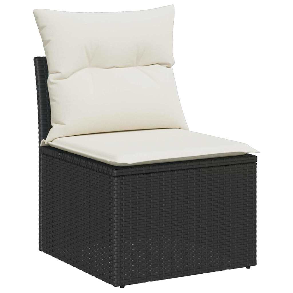 vidaXL Σετ Καναπέ Κήπου 9 τμχ. Μαύρο και Κρέμα συνθετικό ρατάν - Image 3