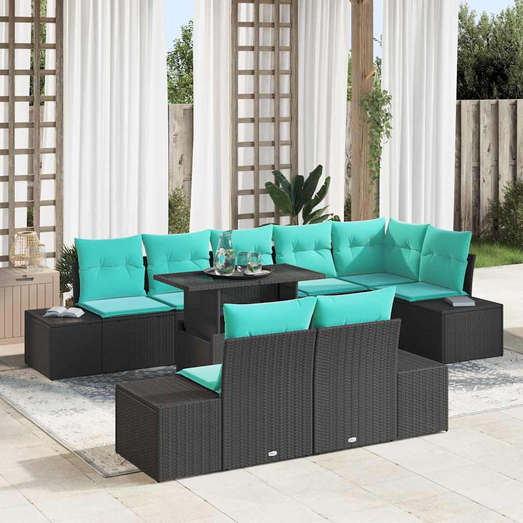 vidaXL Σετ Καναπέ Κήπου 9 τμχ. Μαύρο συνθετικό ρατάν