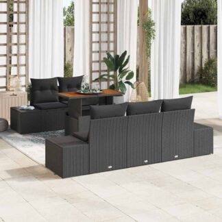 vidaXL Σετ Καναπέ Κήπου 6 τμχ. Μαύρο Πολυ ράταν