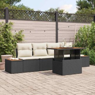 vidaXL Σετ Καναπέ Κήπου 5 τμχ. Μαύρο Πολυ ράταν
