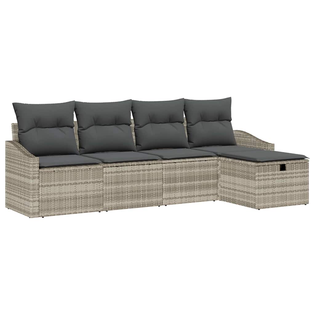 vidaXL Σετ Καναπέ 5 τμχ. Ανοιχτό γκρι συνθετικό ρατάν - Image 2