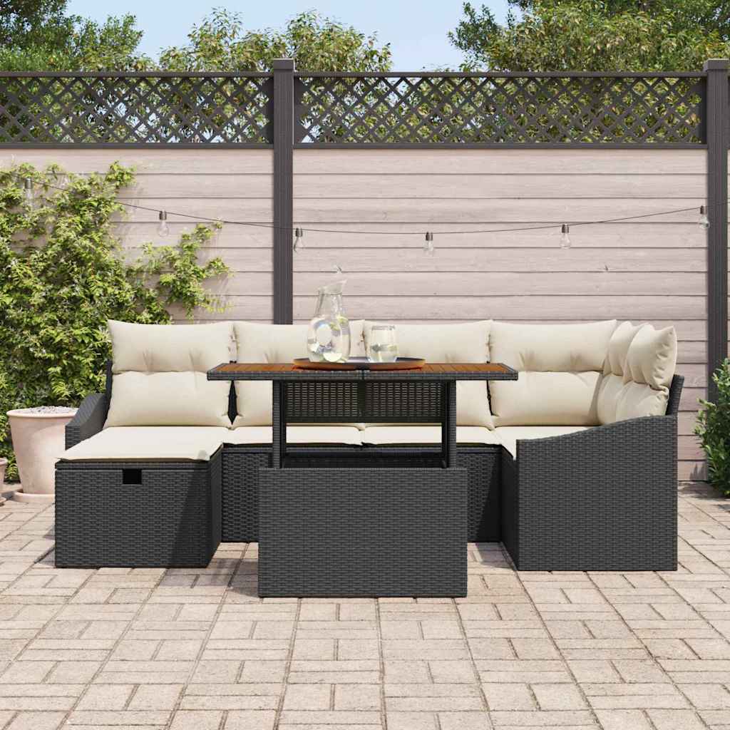 vidaXL Σετ Καναπέ Κήπου 7 τμχ. Μαύρο συνθετικό ρατάν - Image 3