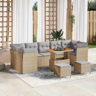vidaXL Σετ Καναπέ Κήπου 10 pcs Μπεζ συνθετικό ρατάν